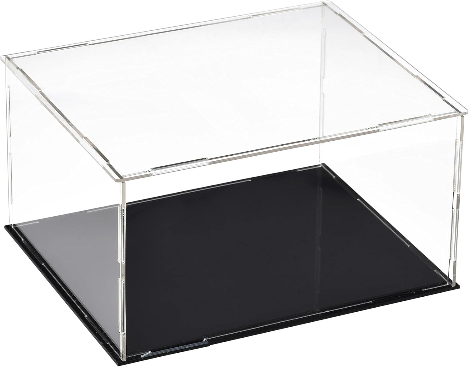 TA-VIGOR Acrylic Clear Display Case, 20 x 15 x 10cm Assemble Countertop Box Cube Organizer Stand Dustproof Protection Showcase with Black Base for Action Figures Toys Collectibles Home Storage