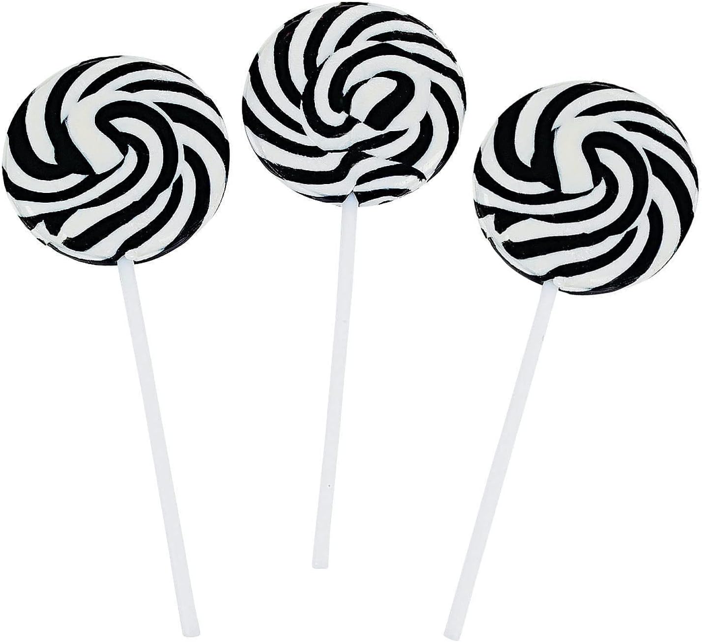 BLACK SWIRL LOLLIPOPS - 24 SUCKERS INDIVIDUALLY WRAPPED - 2 INCH POPS