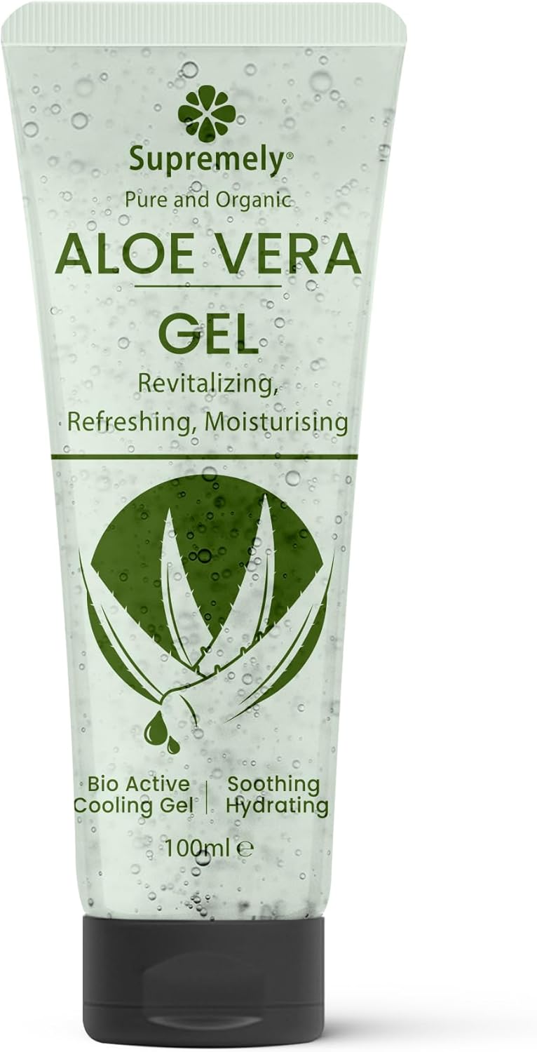 Supremely, Pure Organic Aloe Vera Gel – Hydrating & Soothing Skin Care | Vegan, Cruelty-Free, After Sun Care – 100ml