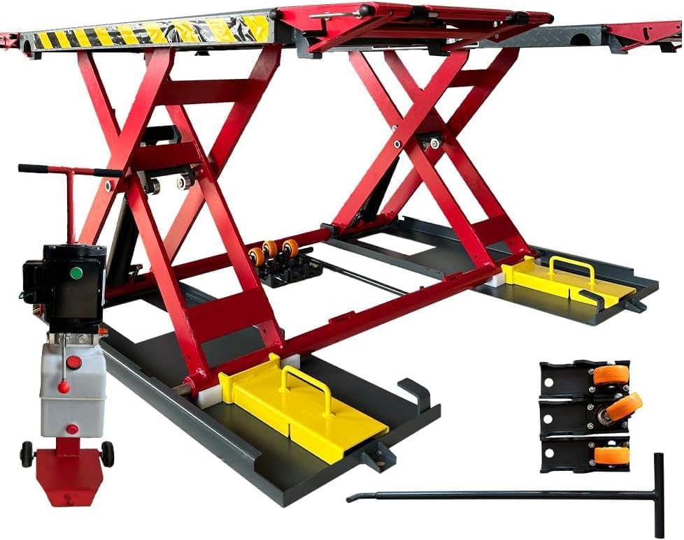 KATOOL Portable Car Lift Mid Rise Scissor Lift 7000lbs Lifting Capacity Max. Lifting Height 39" (More Easy to Access) Scissor Car Lift Scissor Auto Quick Jack for Home Garage and Shop, 110V