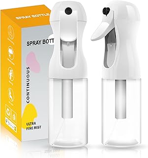 2Pcs Continuous Spray Bottle For Hair,Ultra Fine Refillable Water Mister for Hair Styling, Plants, Cleaning, Salon, Misting & Skin Care（200ml/6.8oz Clear）