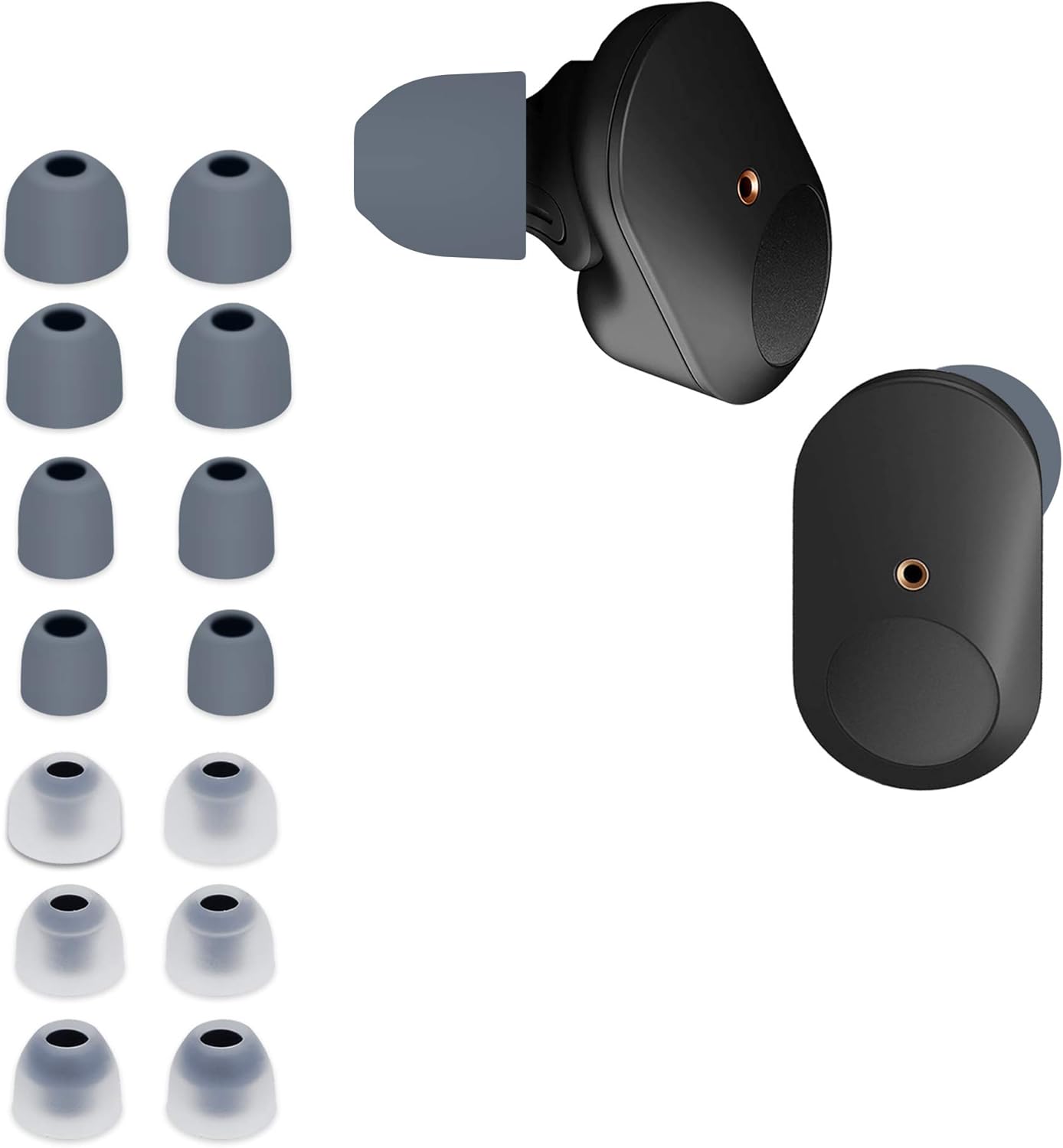kwmobile 14x Replacement Ear Tips Compatible with Sony WF-1000XM3 / WF-1000XM4 / WF-1000XM5 - Set of Silicone Eartips for Earbuds Headphones