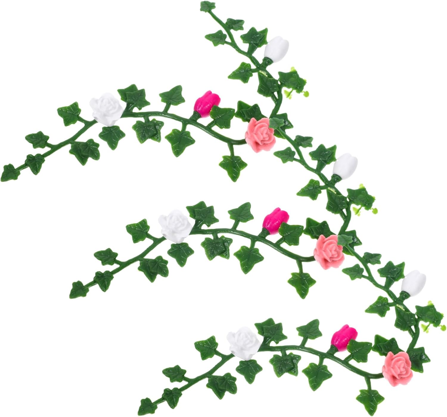 3pcs Mini Flower Vine Model Simulation Decorative Fake Flowers for Dollhouse Mini Garden Decor for Landscape Projects