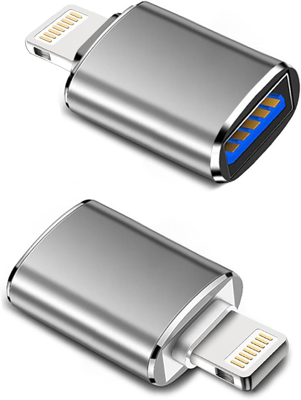 Apple MFI Certified Lightning to USB Camera Adapter, USB 3.0 OTG Cable Adapter for iPhone 14 13 12 11 XS XR X SE 8 7 6 5 iPad to Connect Card Reader, Keyboard, Mouse, Piano, USB Flash Drive (Silver)