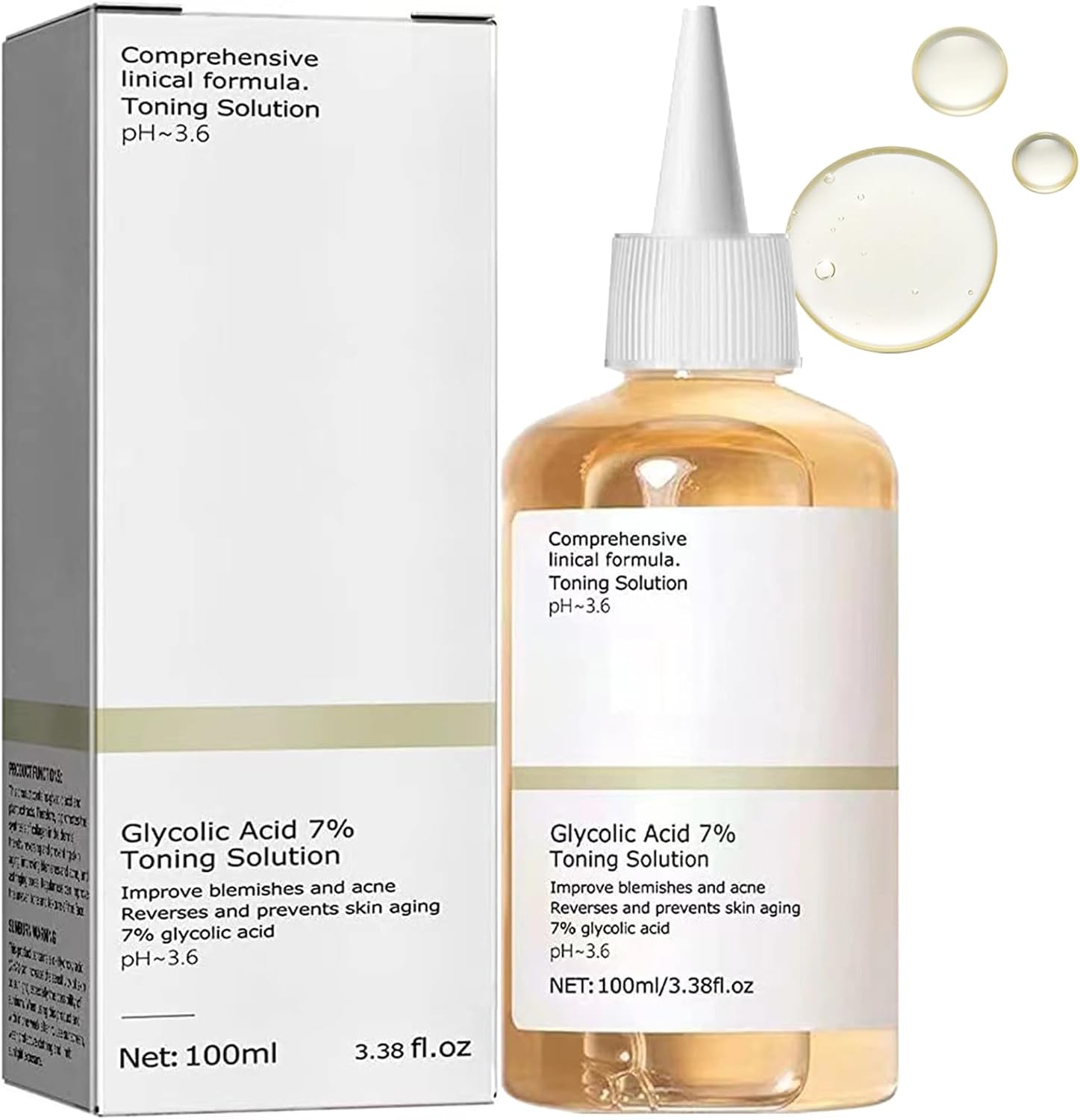Glycolic Acid 7% Toning Resurfacing Solution,Hydrating Toning Solution,Skincare Hyaluronic Acid Serum,Exfoliate, Brighten,Blemishes,Acne, And Rejuvenate Moisturize (One Size, 100ml)