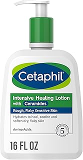 Cetaphil Intensive Healing Lotion with Ceramides 16 Oz For Dry, Rough, Flaky Sensitive Skin 24-Hour Hydration Fragrance, Paraben & Gluten Free