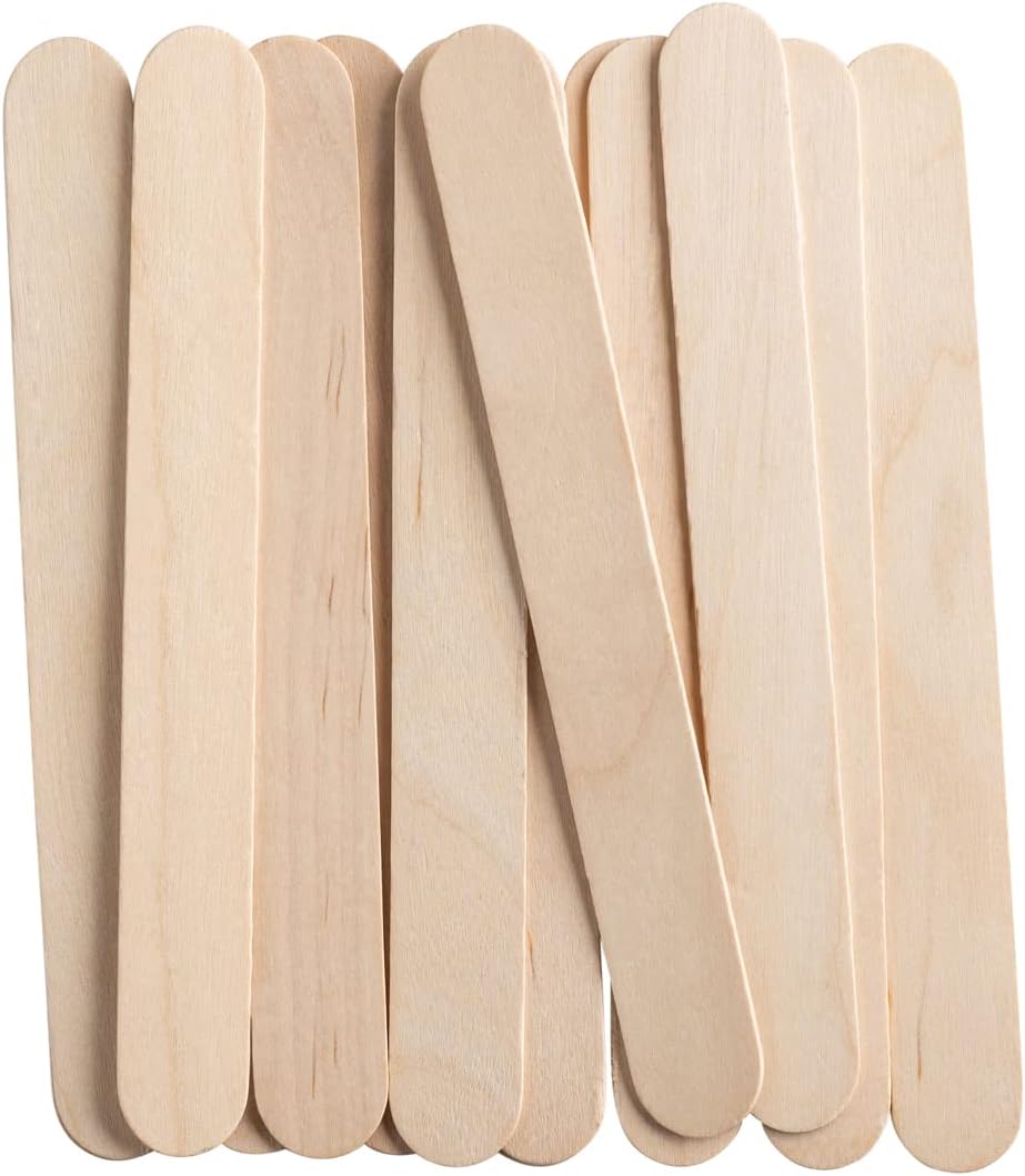GUSTO [100 Count] 6 Inch Jumbo Wooden Multi-Purpose Popsicle Sticks,Craft, ICES, Ice Cream, Wax, Waxing, Tongue Depressor Wood Sticks - Formerly Comfy Package