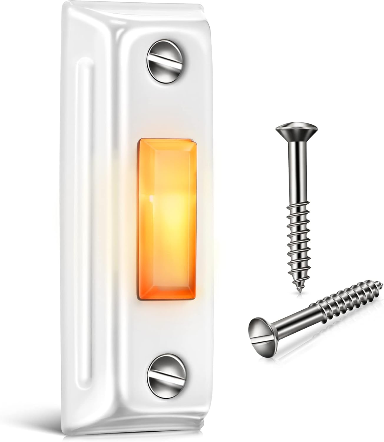 Dreyoo Metal Doorbell Push Button, Heavy Duty Metal Door Bell Wired Button LED Lighted Wall Mounted Door Bell Push Buttons for Home, Universal Garage Door Opener Switch (White)
