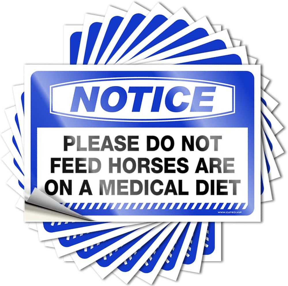 Funny Bumper Stickers for Adults Notice Please Do Not Feed Horses are On A Medical Diet Stickers 10 Pcs Man Cave Sign Decor Sarcastic Signs(8X12CM)
