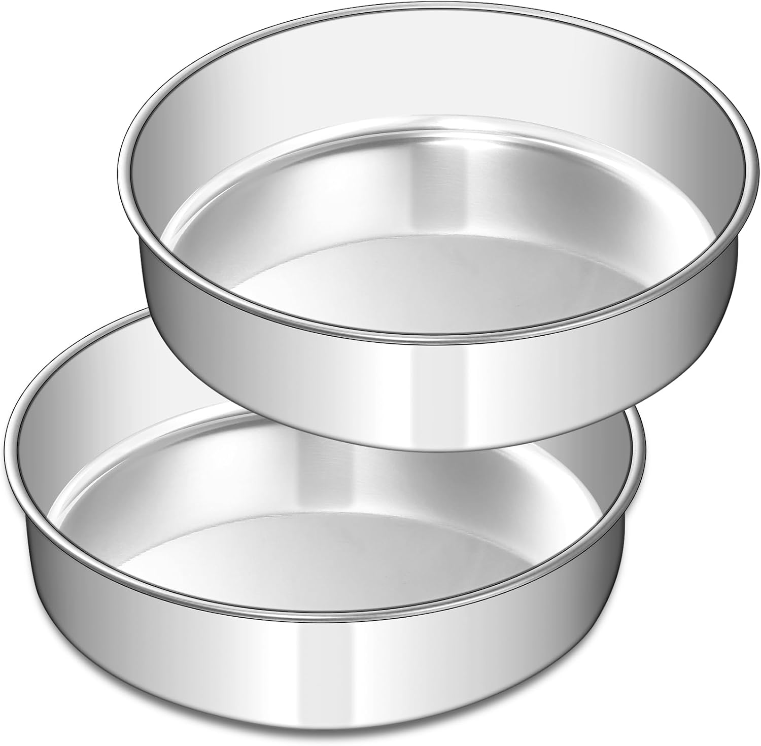 8 Inch Cake Pan Set of 2, Stainless Steel Round Layer Cake Baking Pans Tins, Non-Toxic & Healthy, Leak-proof & Easy Clean & Dishwasher Safe