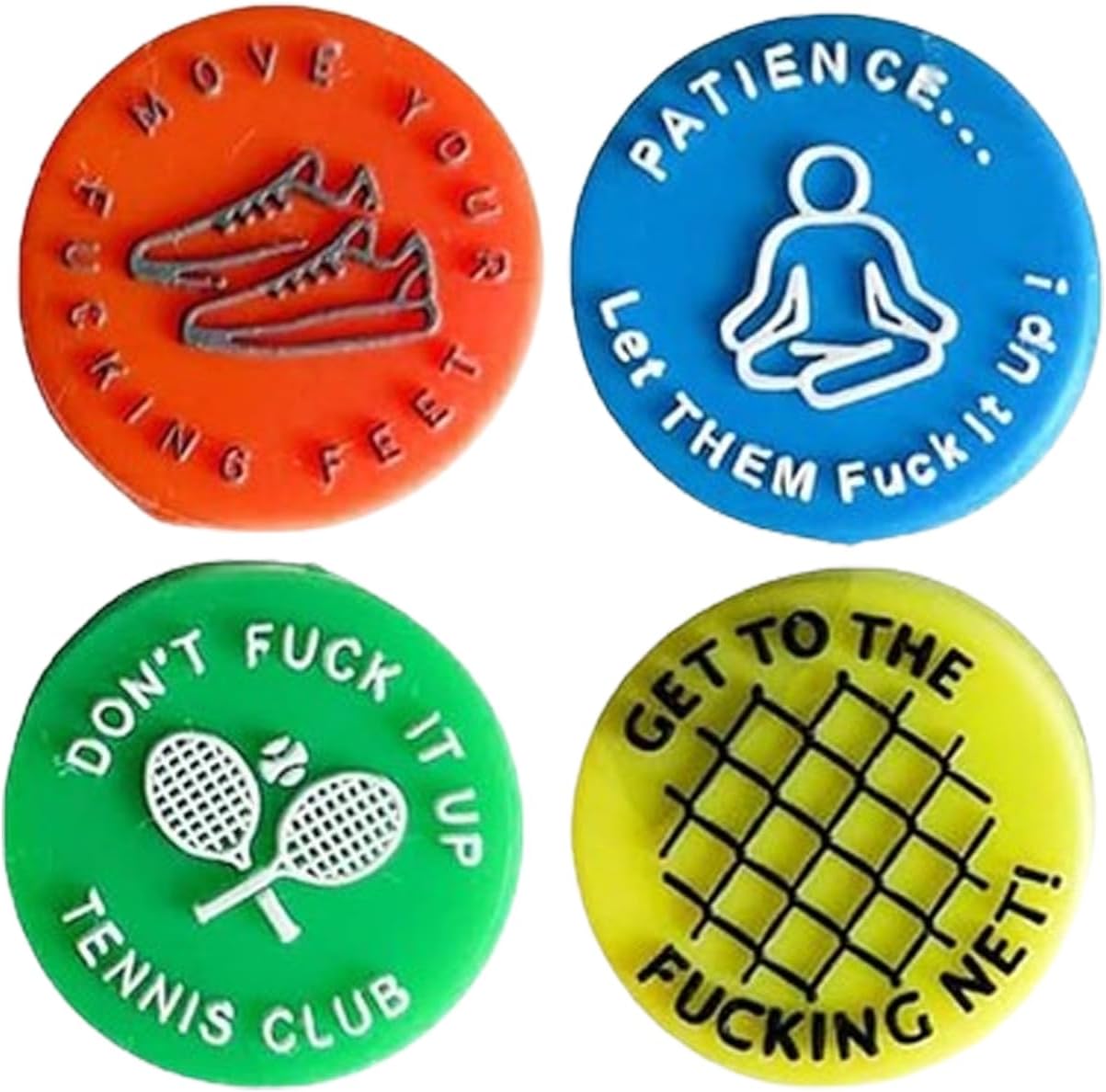 CLKE 4Pcs Tennis Racket Dampeners, Funny Tennis Vibration Dampener, Tennis Accessories, Silicon Tennis Shock Absorber for Professional and Casual Players Tennis Training(Colorful)