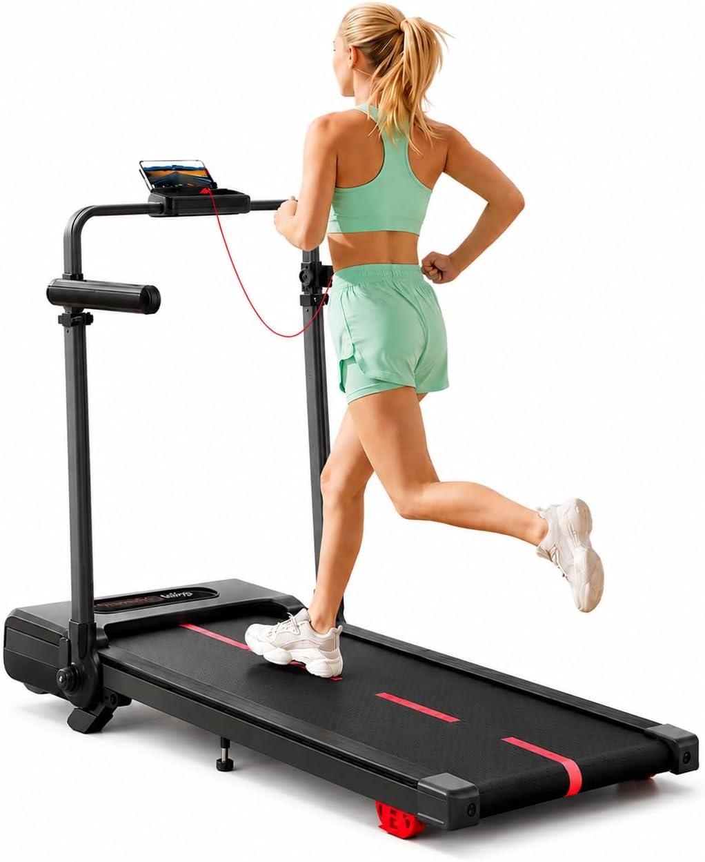HomeTro Treadmills for Home Foldable Walking Pad with Incline and Handle, 3.0HP Walking Treadmill 1-12km/h, Adjustable Handlebar, Removable Desk, 120kg Capacity, App, Remote Mute Design
