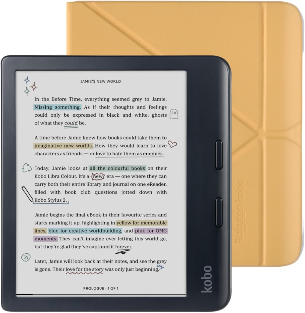 Kobo Libra Colour Black eReader with Case Bundle