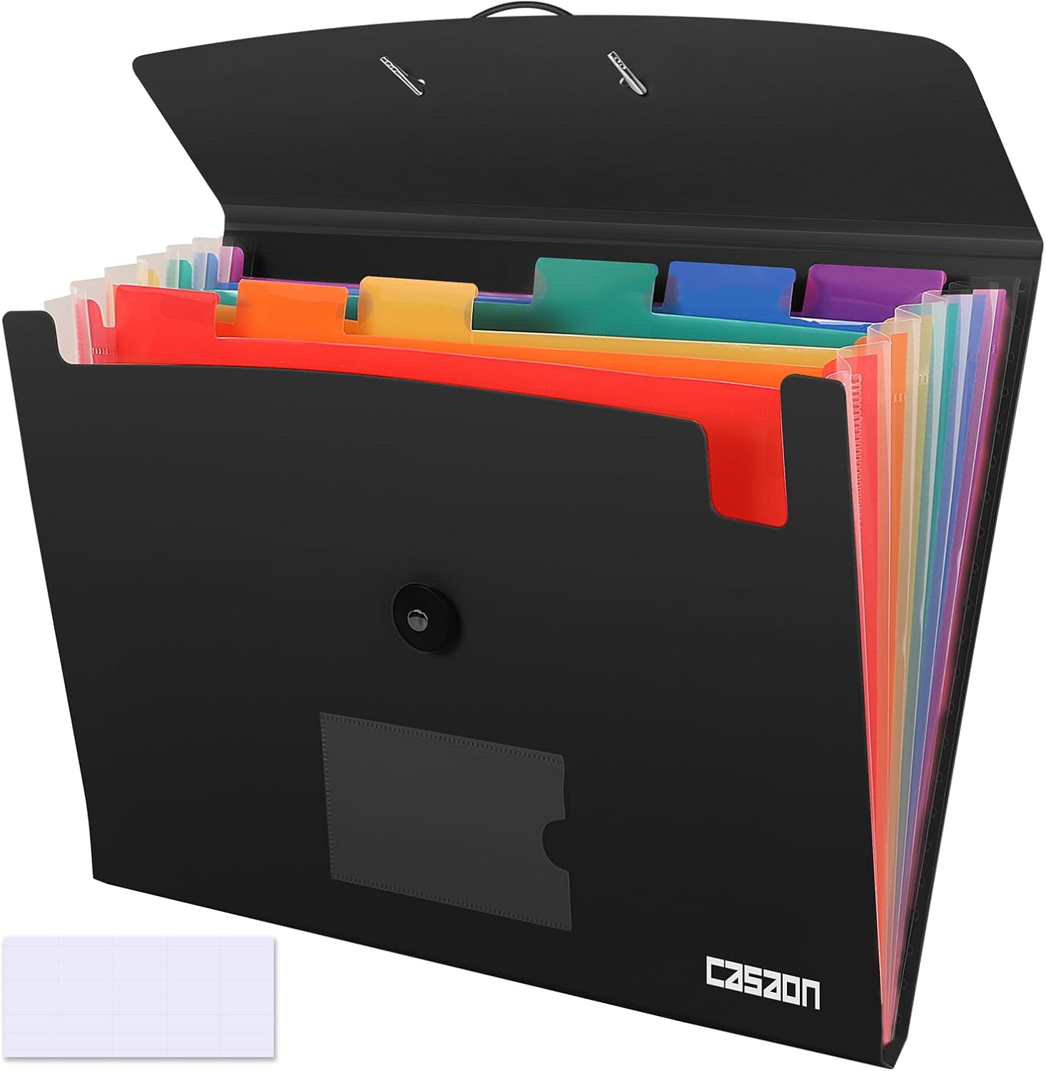 7 Pocket Accordian File Folders, Expanding File Folder A4 Letter Size Paper Portable Document Organizer-Black