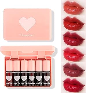Sulily 6 Colors Lip Tint Stain Set,Plumping Mini Velvet Lip Tint,Hydrating Moisturizing Lip Cheeks and Eyes,Waterproof&Long Lasting,Natural Glossy Korean Lip Tint Stain Non-Sticky