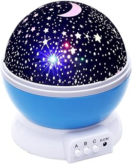 Starry Night Galaxy Projector, 360 Degree Rotation, 4 LED Bulbs 6 Light Color Changing Modes Rechargeable Battery, Baby Nightlight, Celing LED Lamp, Aurora Atmoshphere Projector, Kids Room Decore