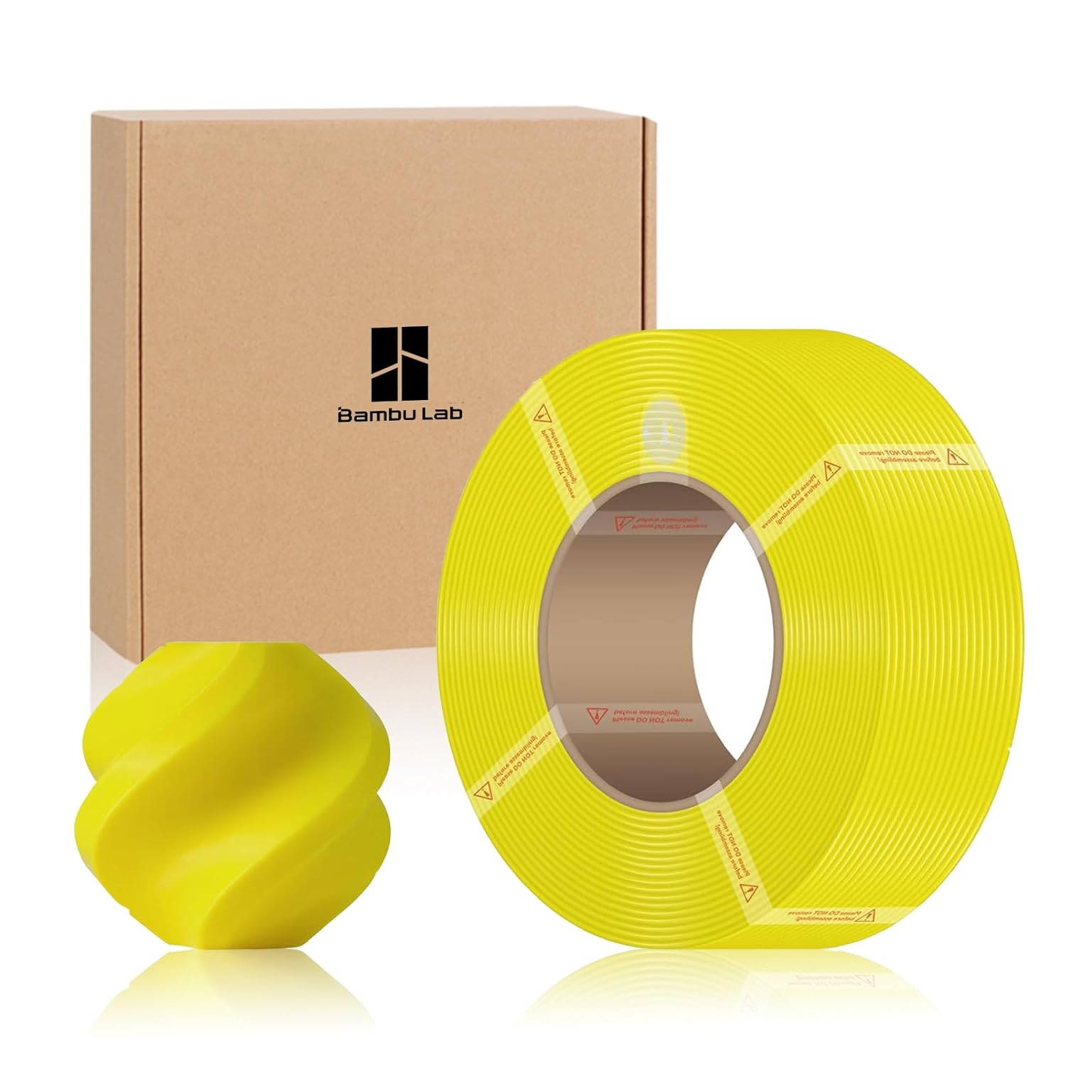Bamboo Lab Filament PLA Basic Refill with RFID Compatible with BambuLab A1/A1 Mini/X1/P1 Series 1.75mm 1KG Spoolless 3D Printer Refilament Dimensional Accuracy +/- 0.03mm-Yellow (10400)