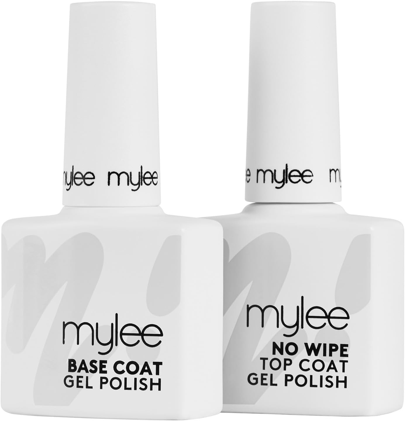 Mylee Nail Gel Polish Top & Base Coat, UV/LED Soak-Off Nail Art Manicure Pedicure for Salon & Home Use - Lasts up to 2 Weeks, Easy to Apply, Durable & Safe (No-Wipe Top & Base 2x10ml, 2x10ml)