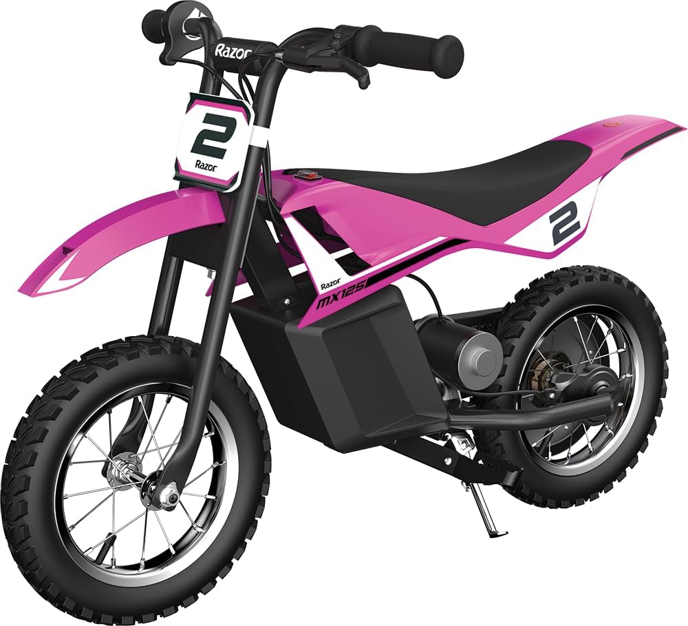 Razor Kids Electric Motorbike - MX125 Dirt Rocket Bike for Children 7+ with 8 mph Max Speed & 40 Minute Ride Time, Up to 5 Mile Range, 100W Ride On with 12V 5Ah Battery and 12" Pneumatic Tyres