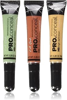 L.A. Girl Pro Conceal Set Orange, Yellow, Green Correctors, Bundle of 3 (LAX-GC990+GC991+GC992-B)