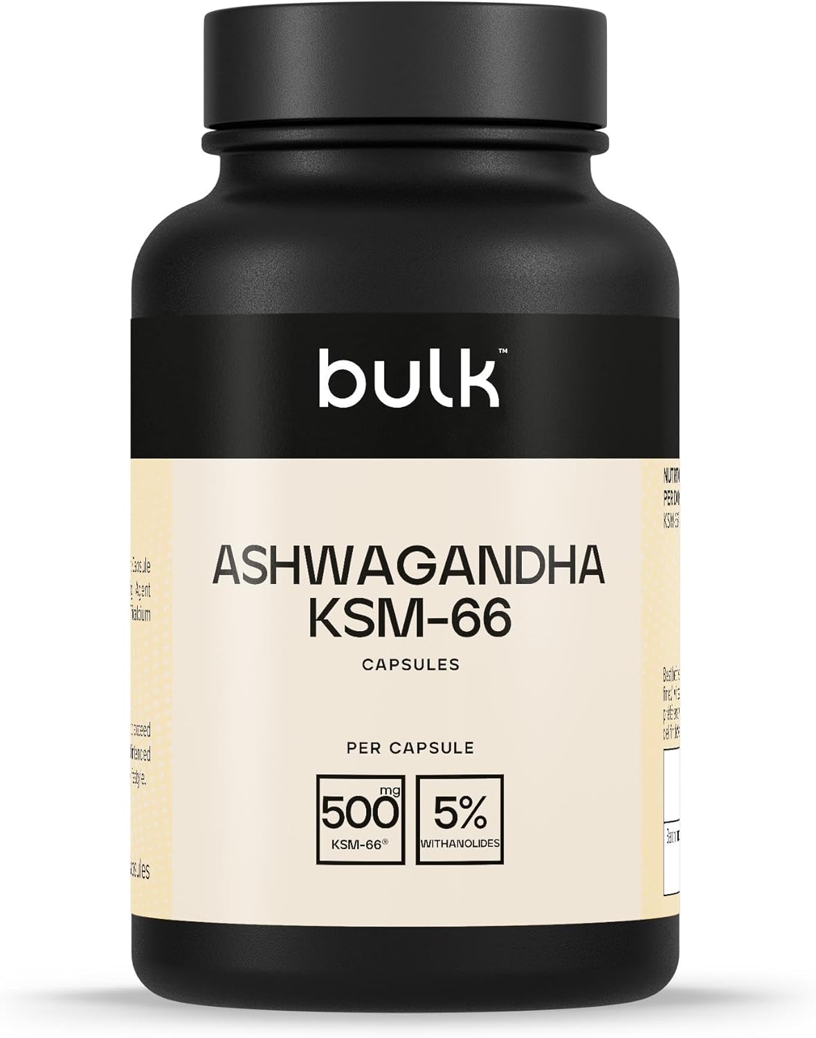 Bulk Ashwagandha KSM-66 Capsules, 500 mg, Pack of 90, 90 Servings, Packaging May Vary