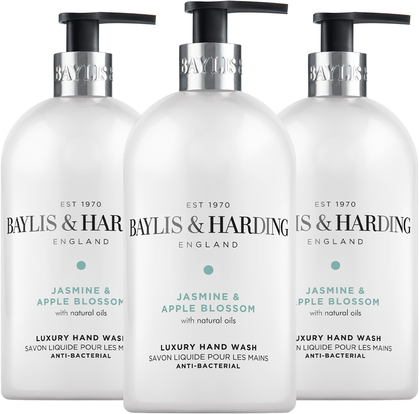 Baylis & Harding Jasmine and Apple Blossom Anti-Bacterial Hand Wash, 500 ml (Pack of 3) - Vegan Friendly