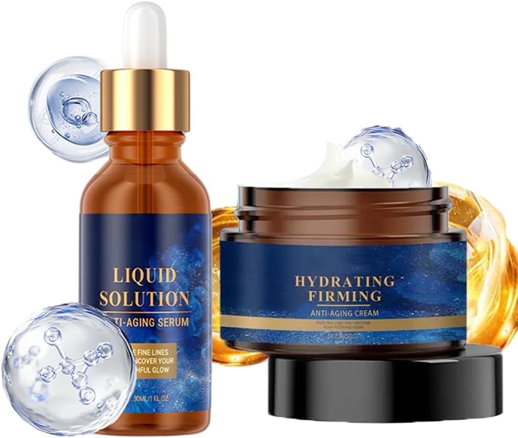 Olavita Liquid Solution anti Aging S-erum,，Olavita Serum,Liquid Solution Serum & Wrinkle Cream，for Youthful Skin – Hydrating, Firming, Brightening, Reduces Fine Lines & Wrinkles（2pcs）