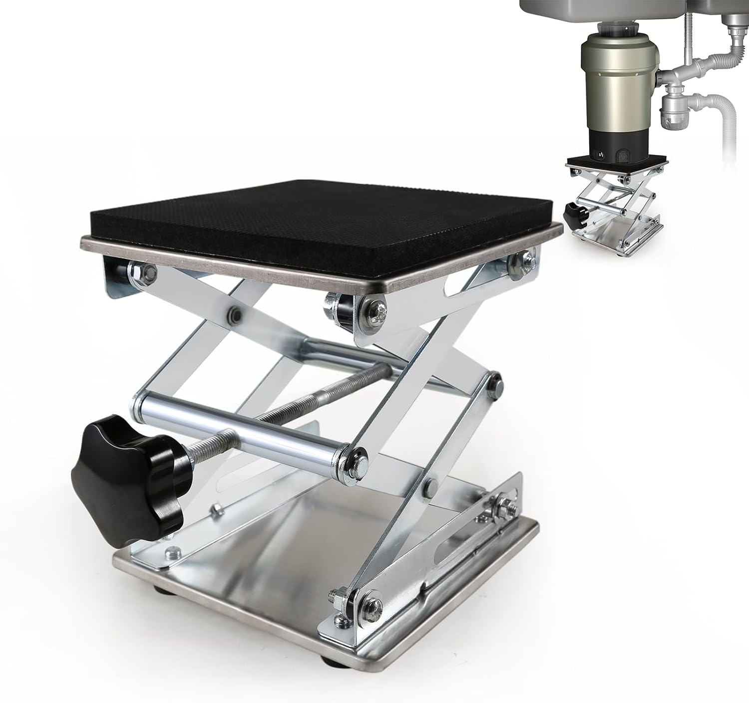 QruiLanTu Garbage Disposer Bracket Adjustable Shock Absorber Support Kitchen Sink Garbage Disposal Parts Stainless Steel Jack Installation Kit(W：6" H：3.2-11")