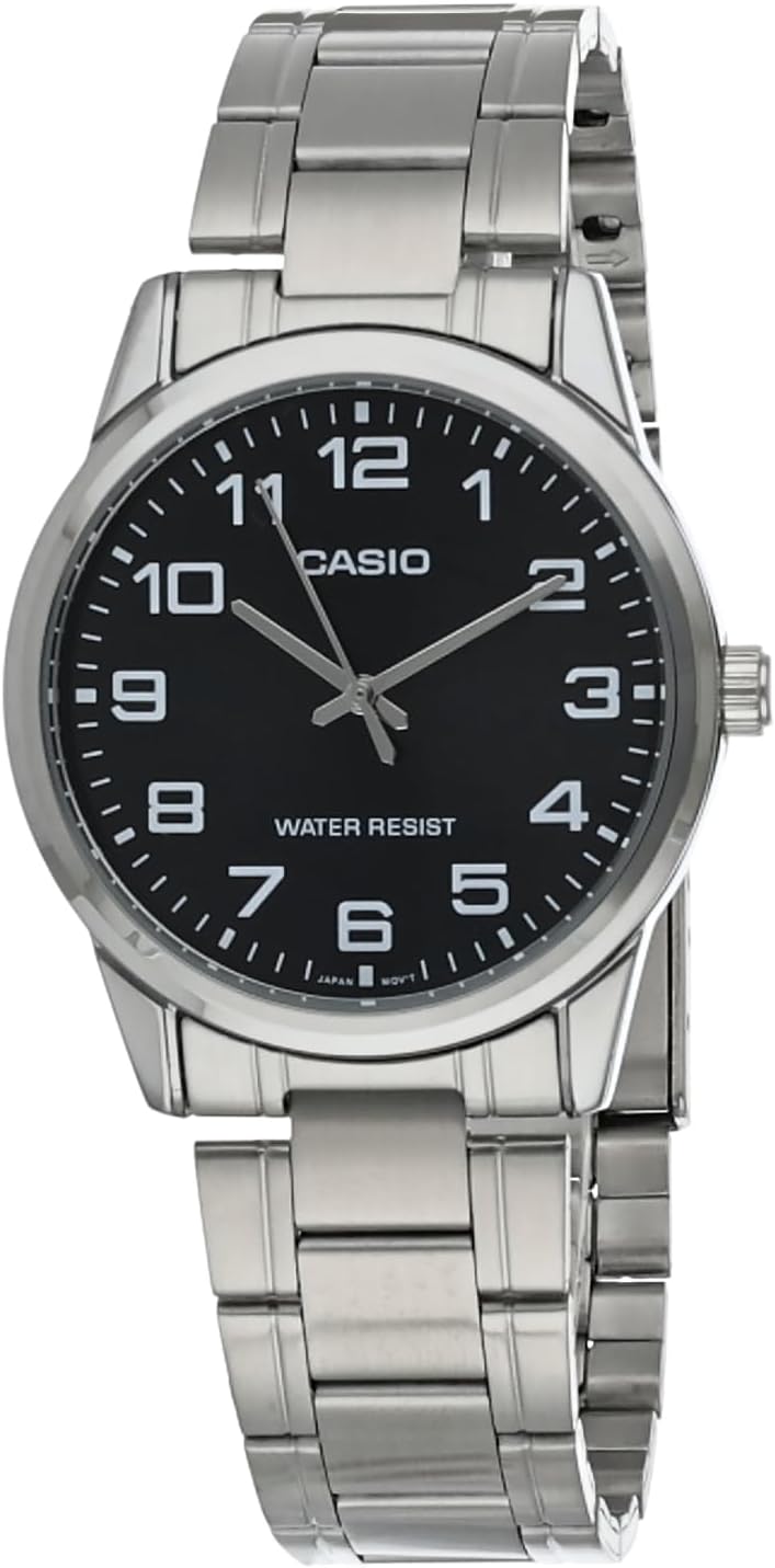 Casio #MTP-V001D-1B Men's Standard Stainless Steel Easy Reader Black Dial Watch