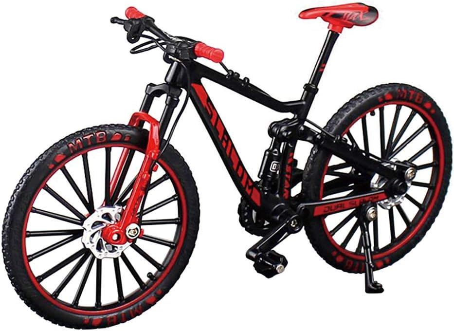 YEIBOBO ! Alloy Mini Downhill Mountain Bike Toy, Die-cast BMX Finger Bike Model for Collections (Black/Red)