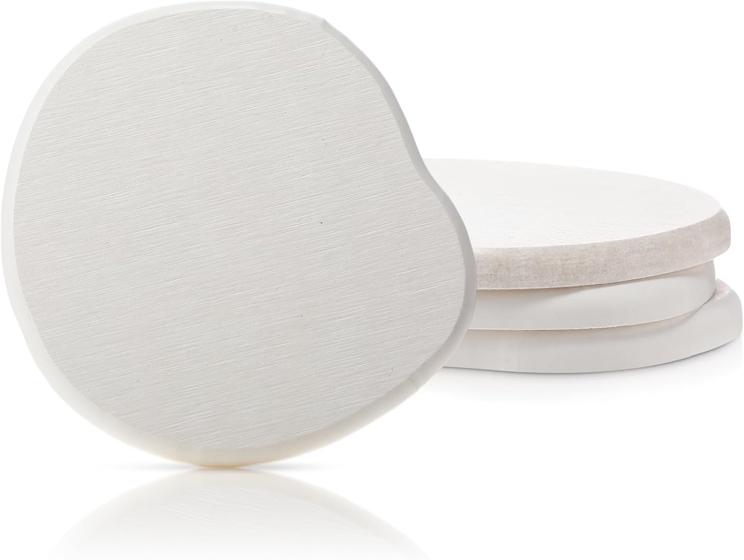 Diatomaceous Earth Coasters Set of 4，Cool Absorbent Quick-Dry Drink Coasters for Desks, Cute Modern Stone Design with Stylish White Aesthetic (4, White)