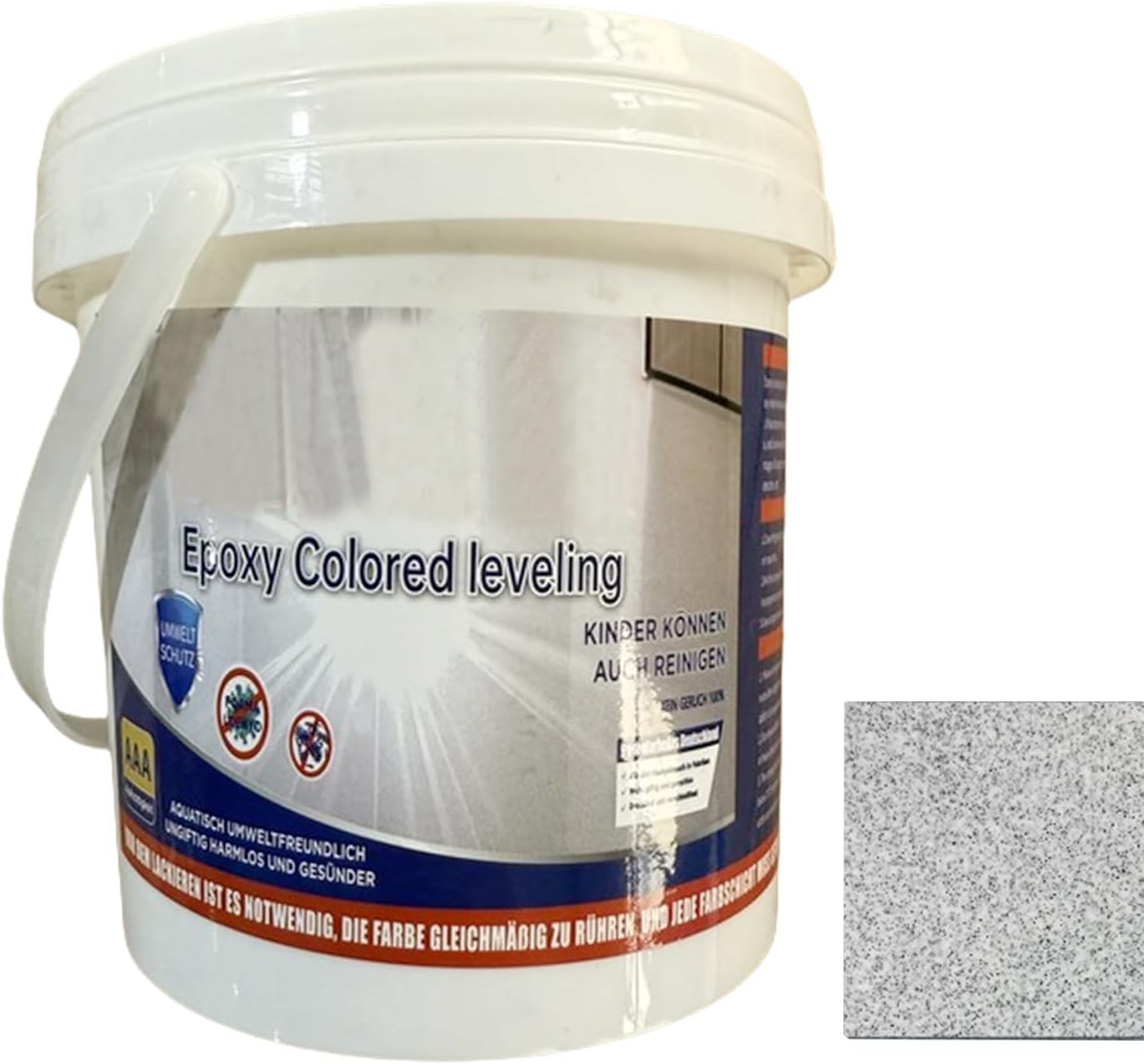 Epoxy Flooring Paint - Epoxy Coloured Sand Floor Paint - Self Leveling High Gloss Marble Effect Water Based Non-slip Colored for Refinishing Concrete Tile Countertop Wood