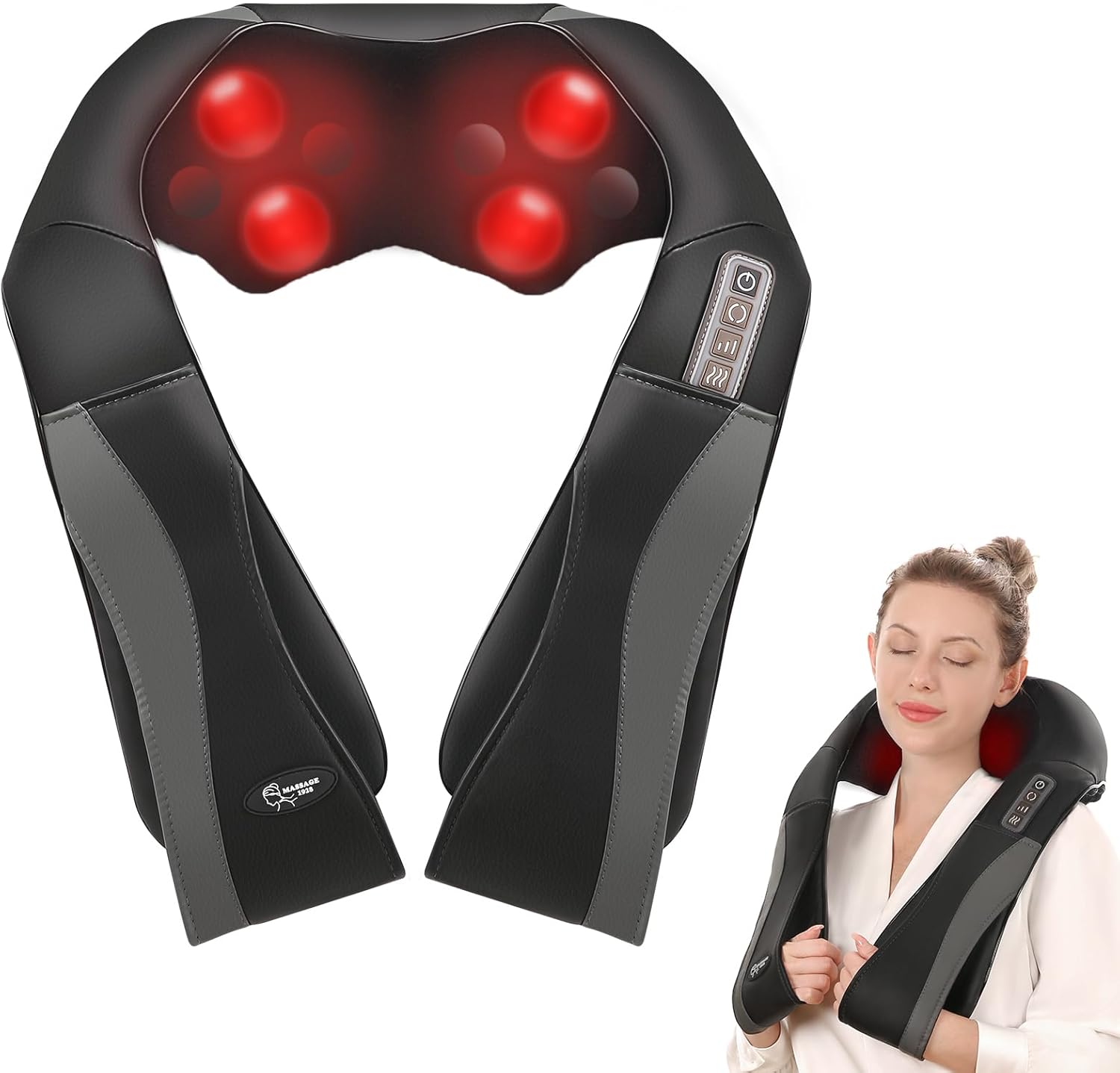 CURECURE Neck Massager for Back and Shoulder, Shiatsu Shoulder Massager with Heat, Deep Tissue Shiatsu 3D Kneading Massage Gifts for Women/Men, Home and Office Use