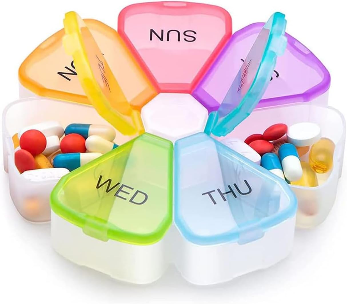 Weekly 7 Day Large Pill Organizer, Travel Pill Box, Pill case, Medicine Organizer, Pill Container, Pill Box 7 Day, Pill Dispenser, Medication Organizer, Supplements, Vitamins.
