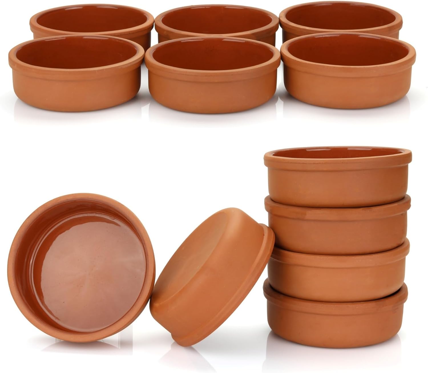 Areste Mexican Clay Cookware Set ( Set of 12) - Terracotta Cooking Pots, Bowls, Plates, and Serving Dishes - Premium Spanish Earthenware for Baking, Yogurt, Kheer, Meat, Vegetables, Turkish Cuisine -