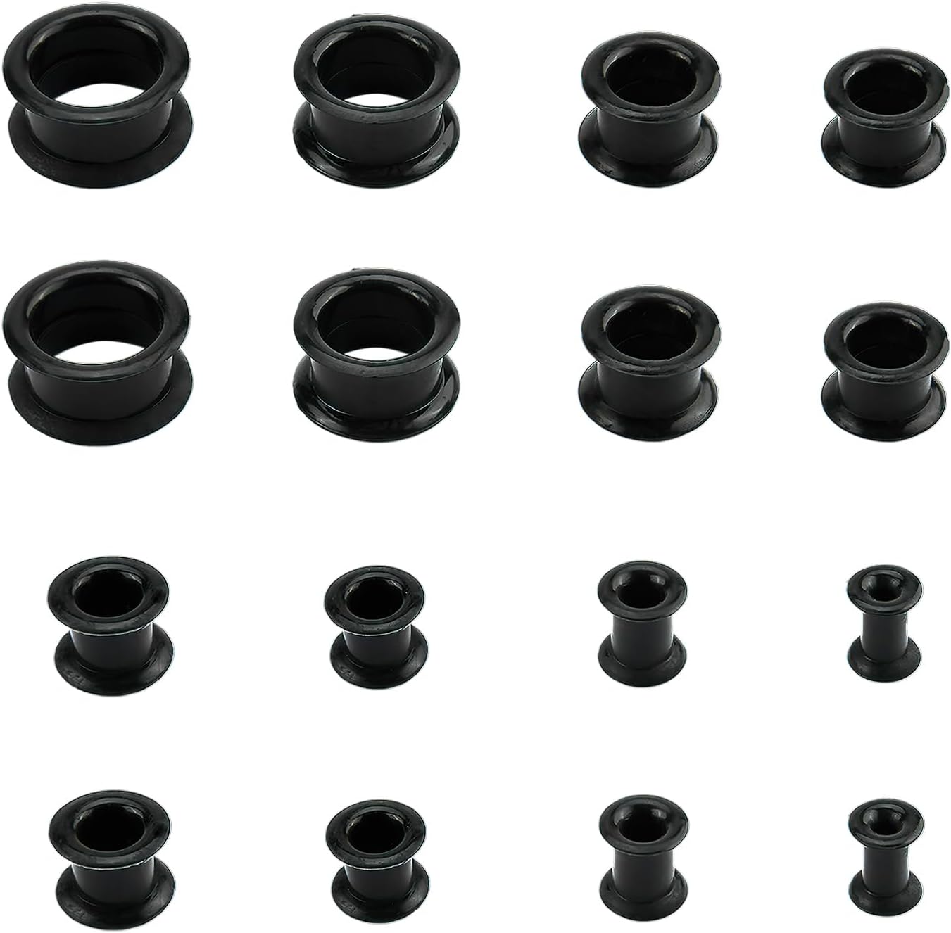 Clydewy 16pcs Silicone Flesh Tunnels Ear Black Edges Stretcher Ear Tunnel Gauge Plugs Body Earring Lobe Piercing Jewellery Expanders for Men And Women Stretching Kit 6/8/10/12/14/16/18/20mm