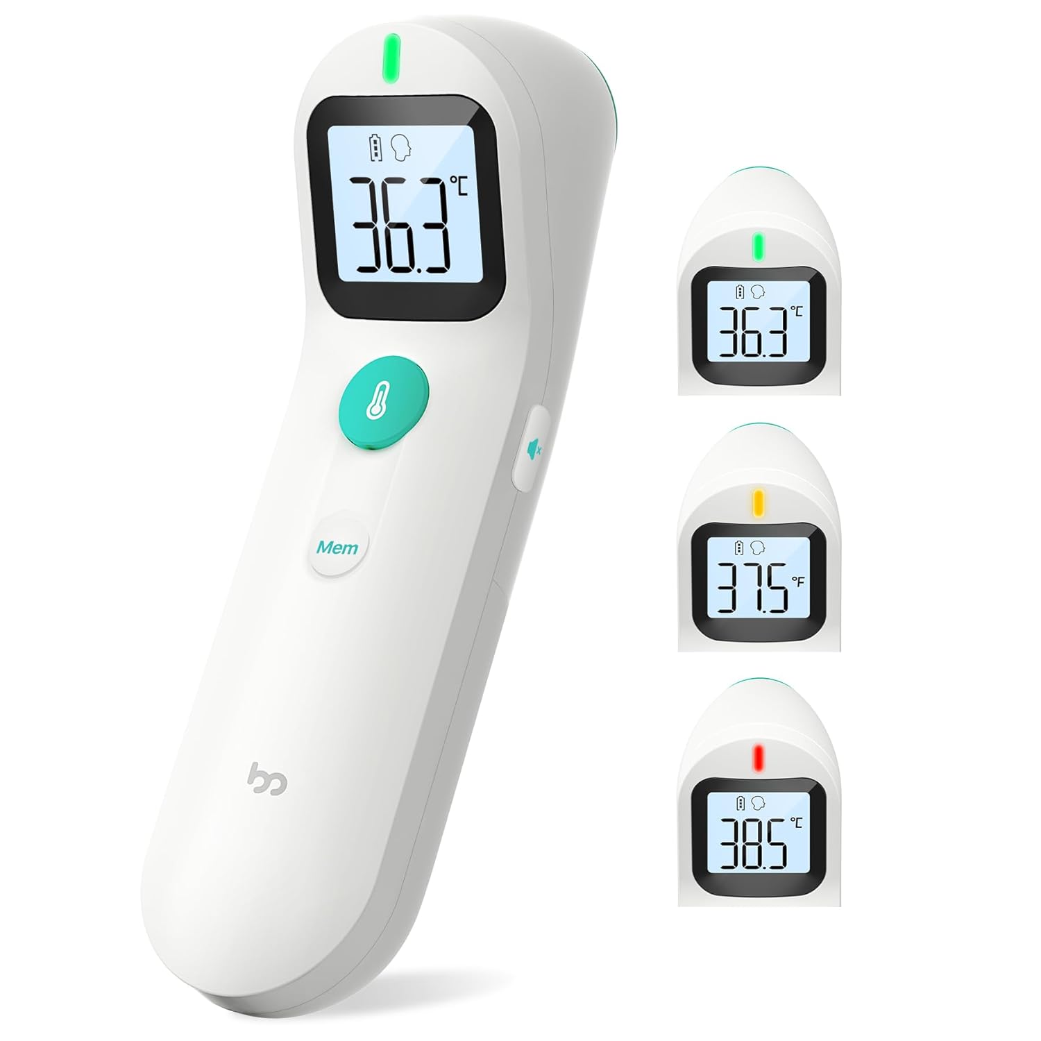 Forehead Thermometer, Accurate Readings, Better Measurement Experience, Non-Contact Digital Infrared Thermometer, Fever Alarm, Mute Mode, Thermometers for Baby, Kids and Adults - White