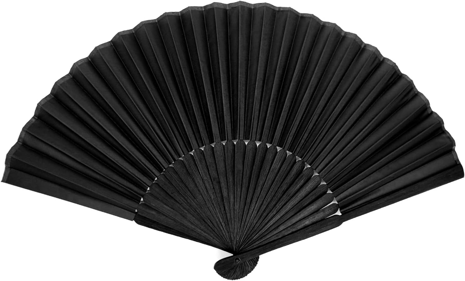 BlingKingdom Black Folding Hand Classic Style Fan Fabric Bamboo Ribs Hand Held Chinese/Spanish Foldable Fan for Wedding, Party Favor, Performance, Dance, Home Decorations, Festival, Gift