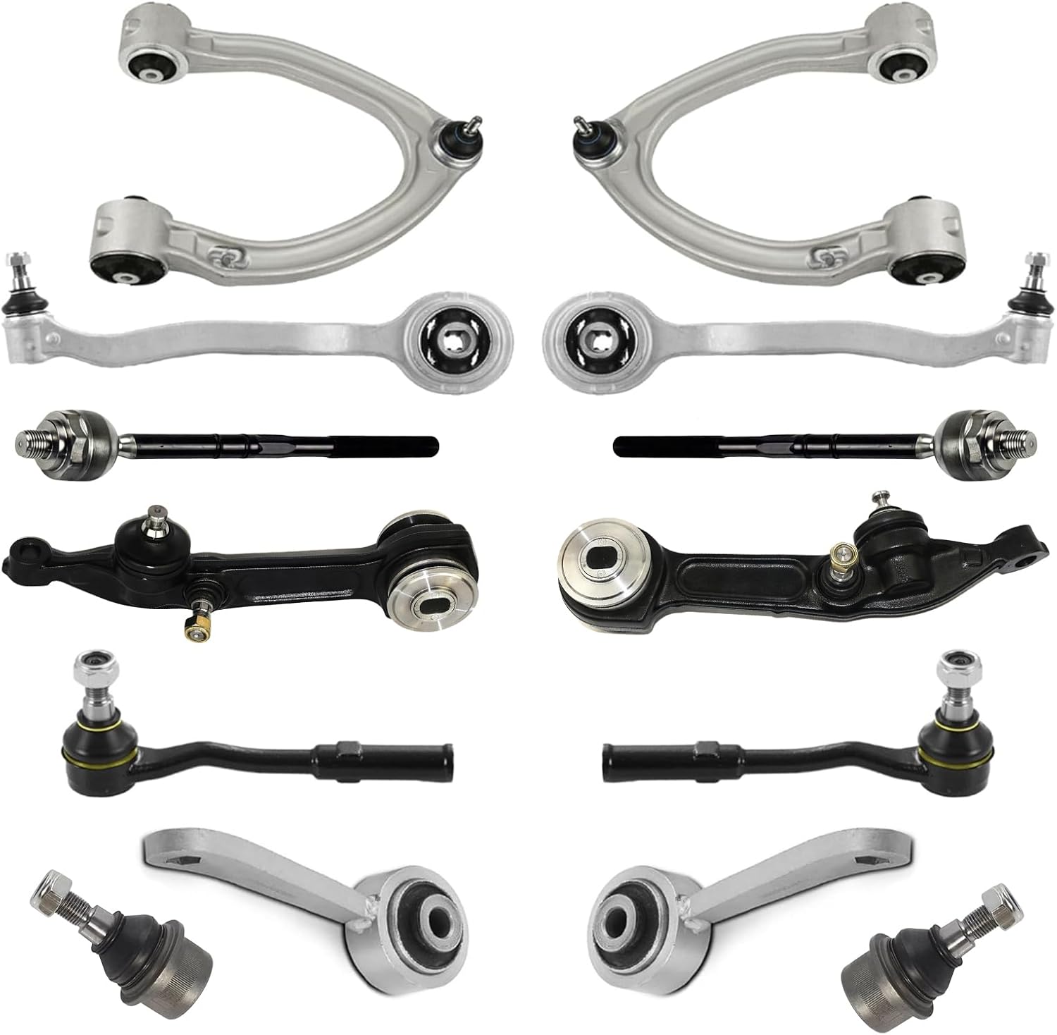 Upper Lower Control Arm with Ball Joints Tie Rod End Sway Bar Link Compatible with 2000-2006 Mercedes S Class W220 S350 S430 S500 S600 S55 AMG (14 Pcs)