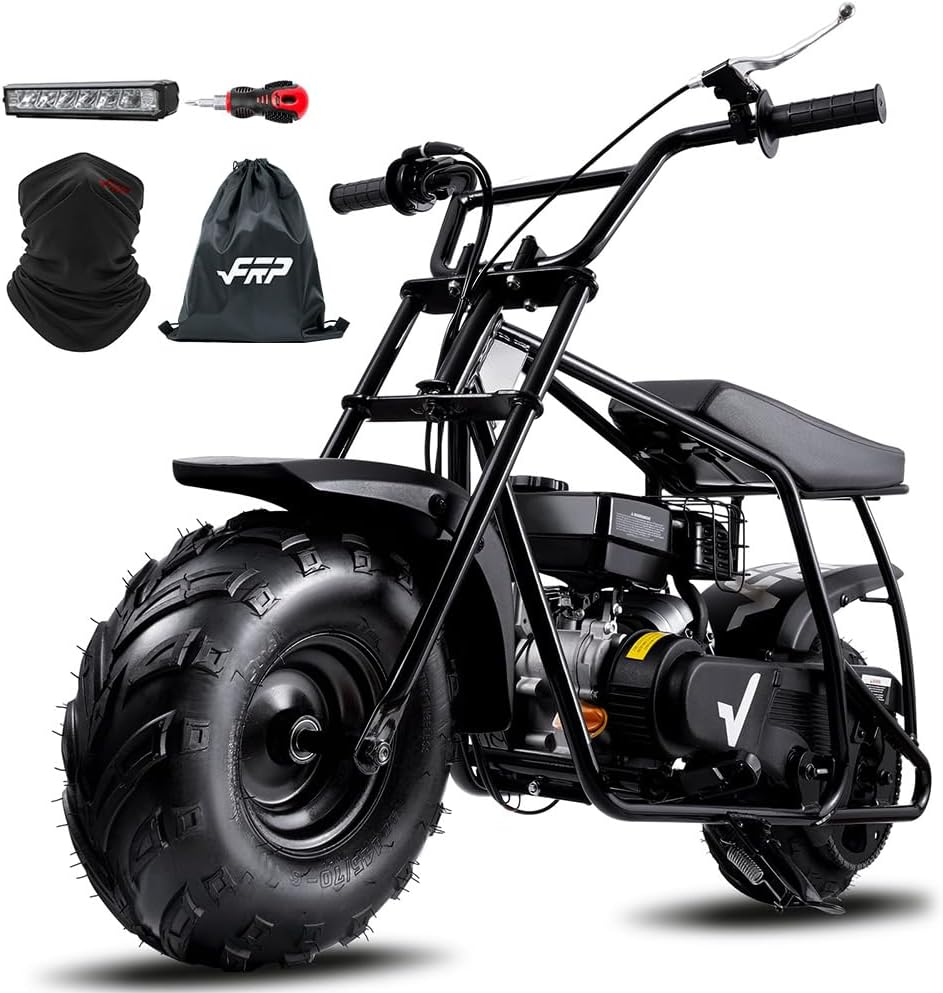 FRP Mini Dirt Bike GMB100, 99 CC Gas Powered Mini Bike 4 Stroke 3HP, Off Road Mini Bikes for Kids and Adult, Trail Bike Up to 24 Mph, Weight Support Up to 185 LBS (Black)