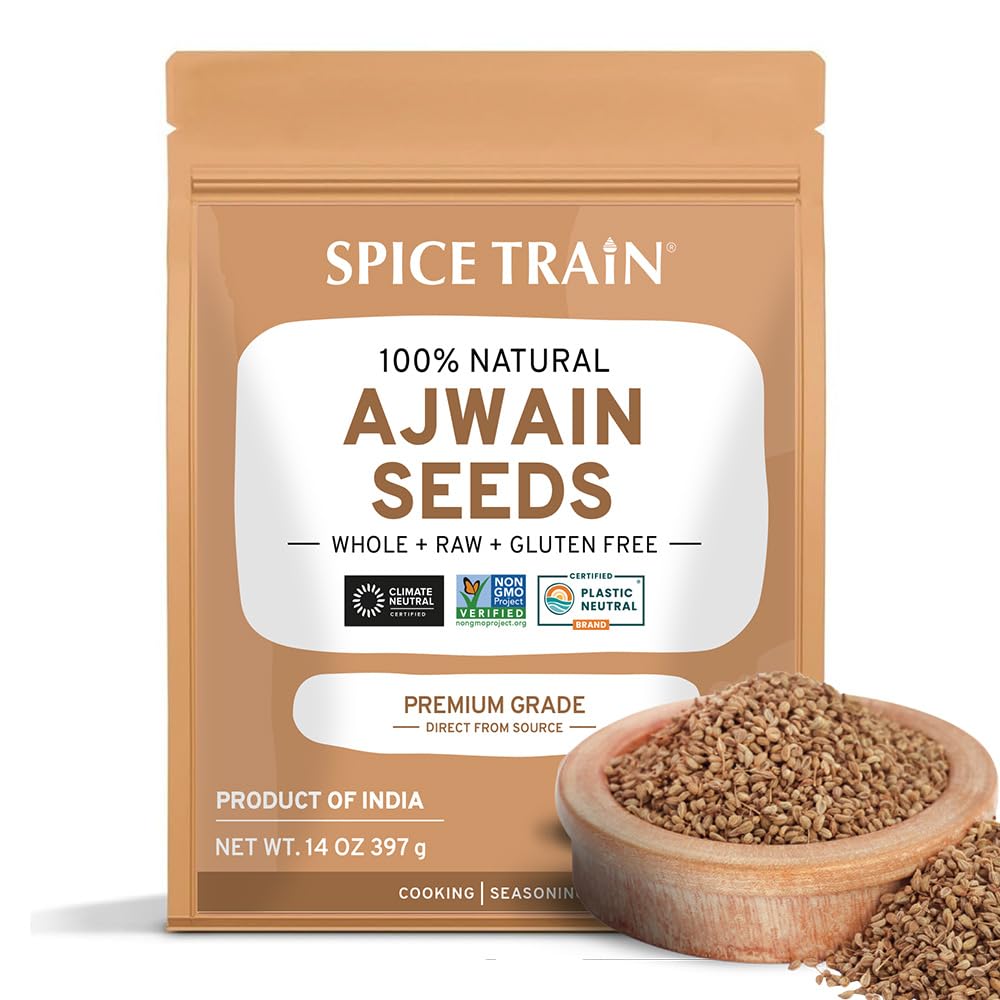 Ajwain Seeds (397g/14oz) Whole Carom Seeds | Vegan, Gluten free, Non GMO | Raw Carom Bishops, Indian Origin | Packed in Resealable Ziplock Pouch