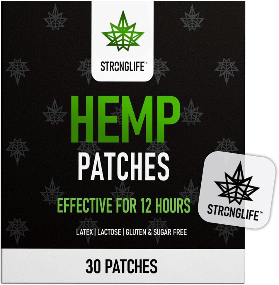 StrongLife Hemp Patches - 30 Hemp Oil Patches - 70mg per Pack with Total of 2100mg -12 Hour Transdermal Adhesive Clear Patchese - Hemp Cream Topical Alternative (Fabric Patch)