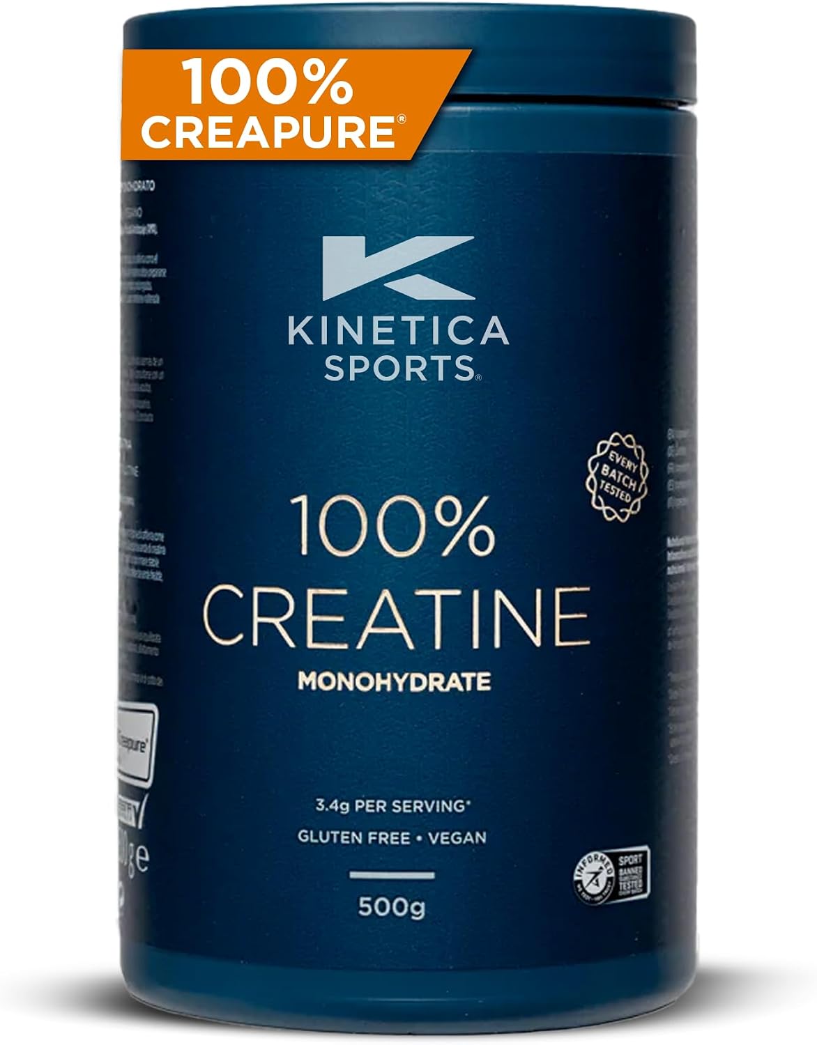 Kinetica Sports Creapure® 100% Creatine Monohydrate Powder - Unflavoured | 3.4g Creatine/Serve, 147 Servings/500g Pack | Vegan & Gluten Free | Optimum for High Physical Performance & Muscle Power