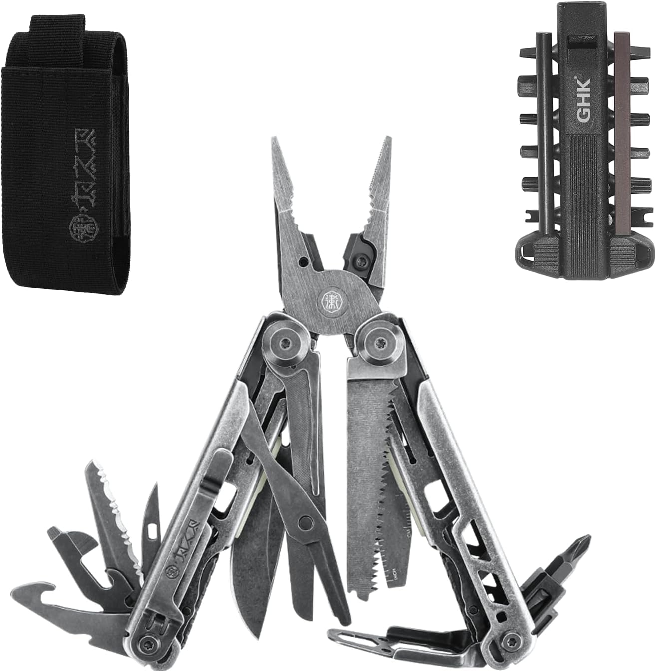 25-in-1 Multitool，Pliers with VG10 Steel & 14 Screwdriver Bits, Stainless Steel Multi Tool for Camping, Outdoor Survival, Home Repair – Gift for Men & Dad