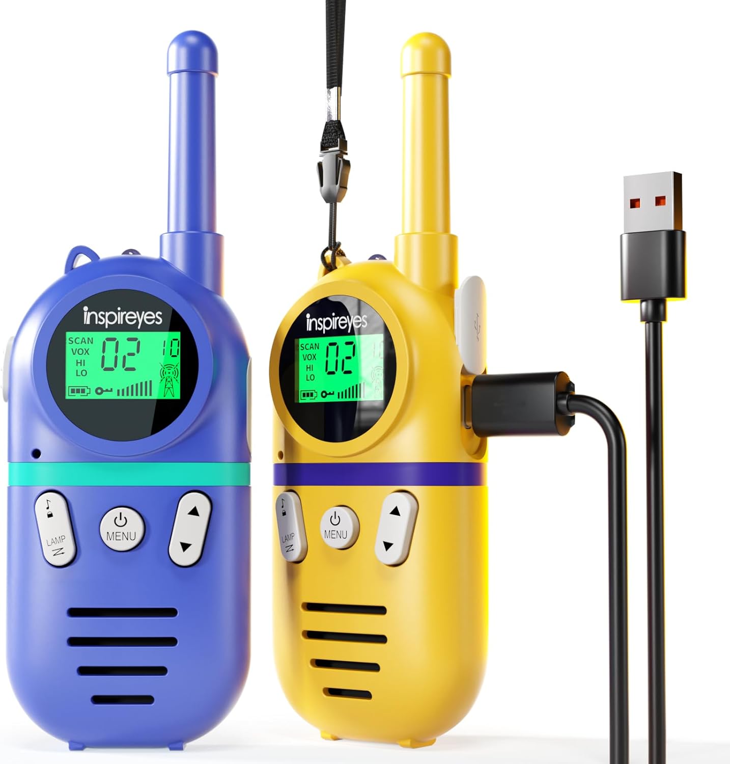 Inspireyes Walkie Talkies for Kids Rechargeable, Easter Gifts for Kids, Boys Girls Ages 3-12, 2-Pack Kids Toys, Long Range 48-Hour Battery, Outdoor Camping Games Toys