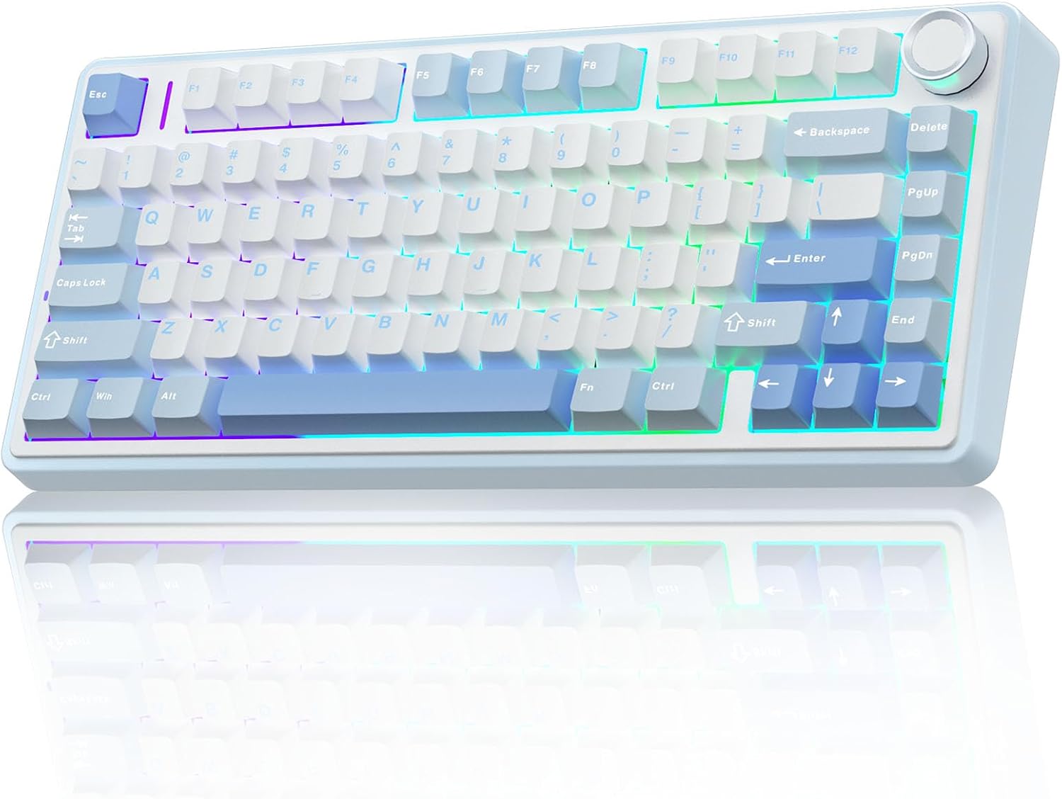 AULA F75 75% Wireless Mechanical Keyboard,2.4Ghz/Type-C/BT5.0 Gaming Keyboards,Advanced Structure,RGB Backlight,Hot Swappable Custom Keyboard for PC/Mac (Sea Salt Blue)