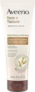Aveeno Fragrance-Free Body Scrub for Smoother, More Even Skin Tone - Prebiotic Oat Formula for Sensitive Skin, Exfoliating and Renewing, 8 oz
