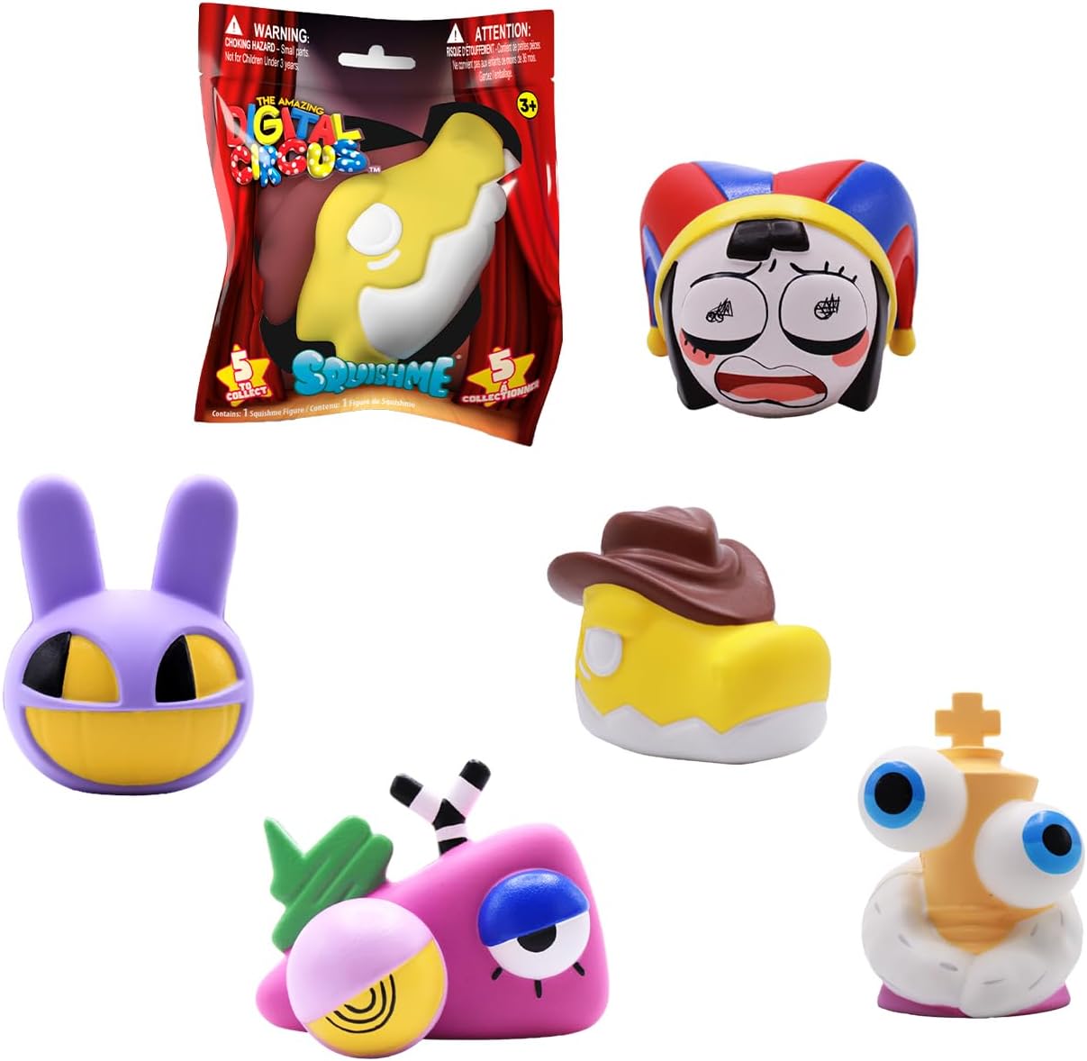 Just Toys – The Amazing Digital Circus SquishMe Blind Bag | 3.5 inch soft foam squishy · 1 random figure per bag · 5 to collect · Officially Licensed · Slow-rise squishme