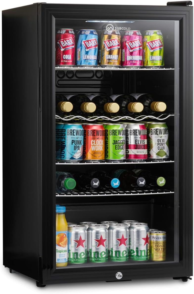 Subcold Super85 LED - Under-Counter Fridge | 85L Beer, Wine & Drinks Fridge | LED Light + Lock and Key | Energy Efficient (Black, 85L)…