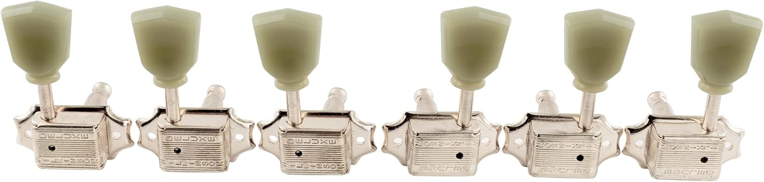Wilkinson WJ44 3L3R Deluxe Vintage Guitar Tuners Machine Heads Tuning Pegs Keys for USA Epiphone Les Paul LP SG Electric or Acoustic Guitar, Nickel with Keystone Button